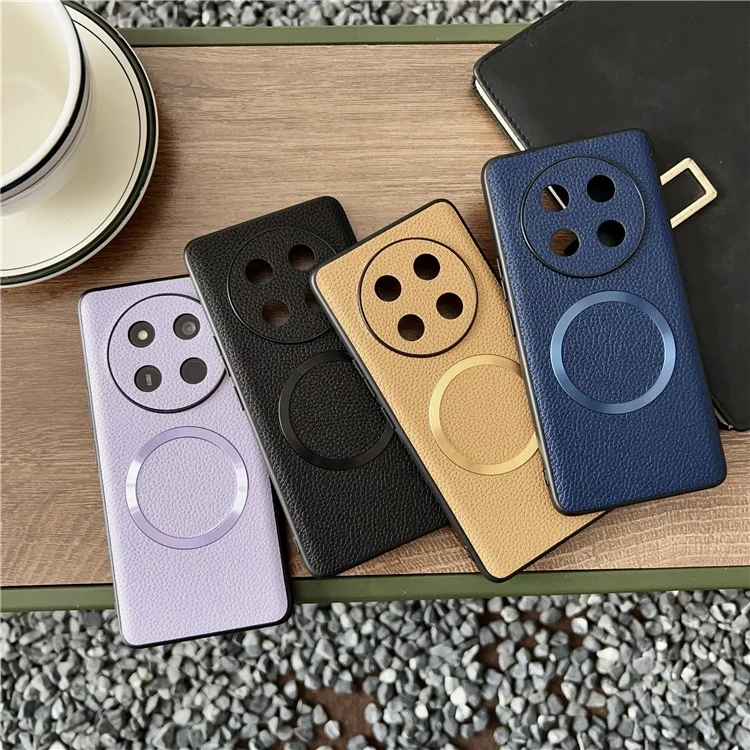 Funda para Honor Magic7 Lite 5G Compatible con MagSafe de Cuero PU + TPU para Parte Trasera del Teléfono - Morado