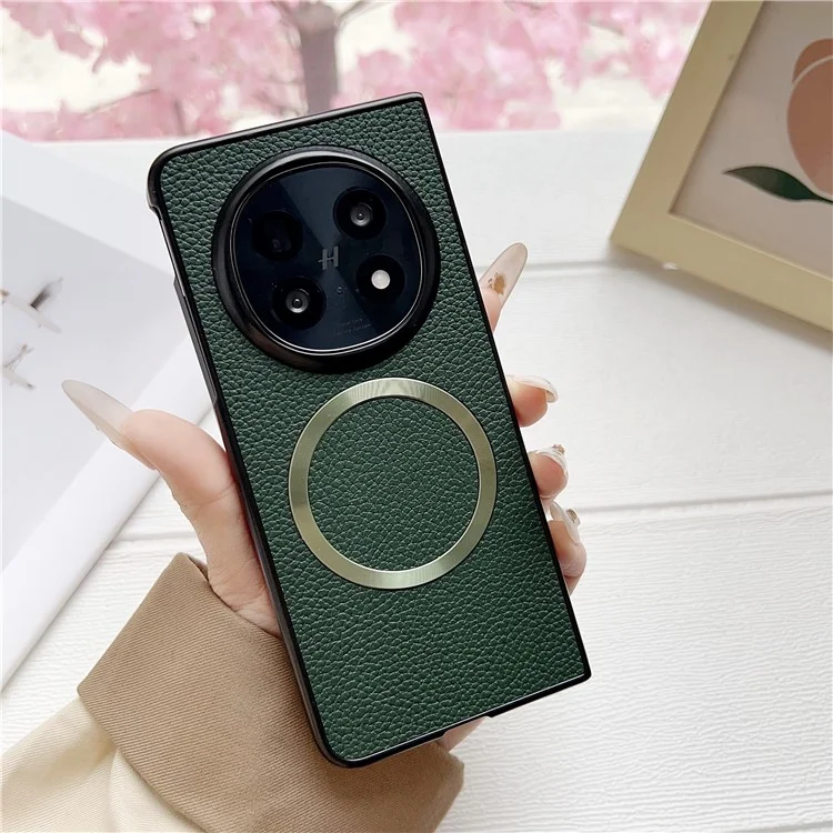 Чехол для Oppo Find N5 5G, совместимый с MagSafe, из искусственной кожи + TPU - Зеленый