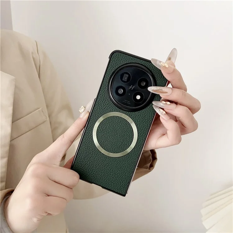 Чехол для Oppo Find N5 5G, совместимый с MagSafe, из искусственной кожи + TPU - Зеленый