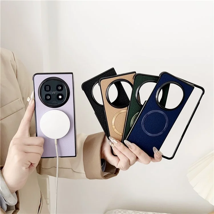Чехол для Oppo Find N5 5G, совместимый с MagSafe, из искусственной кожи + TPU - Зеленый