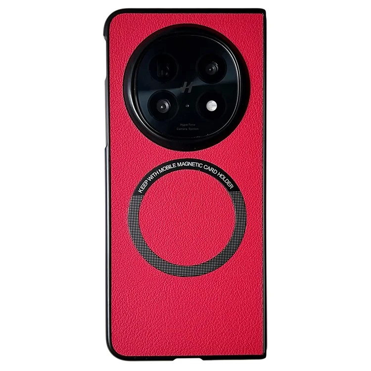 For Oppo Find N5 5G Case Anti-Drop PU Leather + TPU Cover Compatible with MagSafe - Red