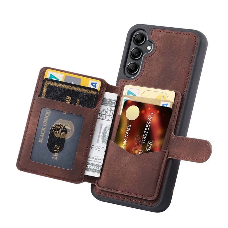 For Samsung Galaxy A36 5G Case Wallet Card Slot TPU + PU Leather Back Phone Cover - Coffee