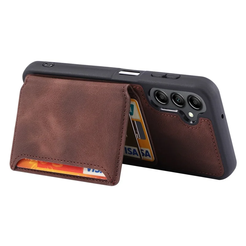 For Samsung Galaxy A36 5G Case Wallet Card Slot TPU + PU Leather Back Phone Cover - Coffee