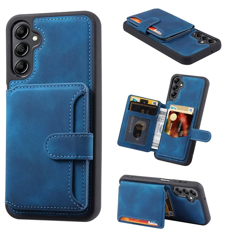 Für Samsung Galaxy A56 5G Hülle Brieftasche Kartenfach TPU + PU Leder Rückseite Handy-Cover - Navy Blau
