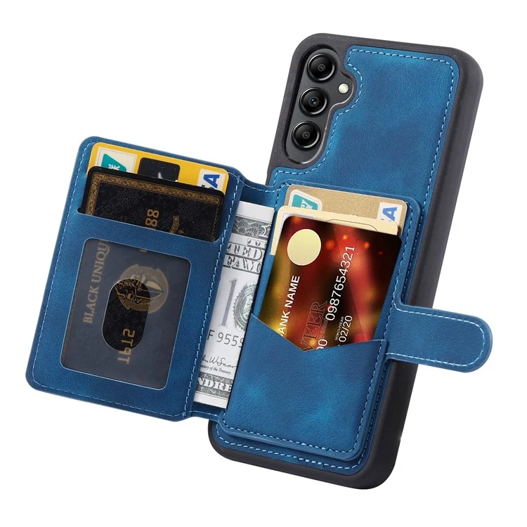 Für Samsung Galaxy A56 5G Hülle Brieftasche Kartenfach TPU + PU Leder Rückseite Handy-Cover - Navy Blau