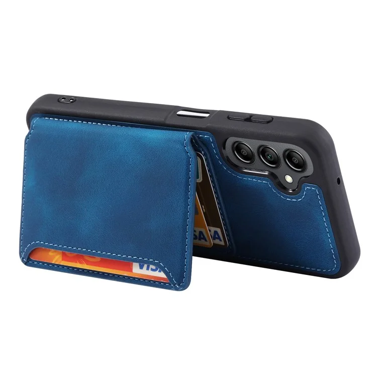 Für Samsung Galaxy A56 5G Hülle Brieftasche Kartenfach TPU + PU Leder Rückseite Handy-Cover - Navy Blau