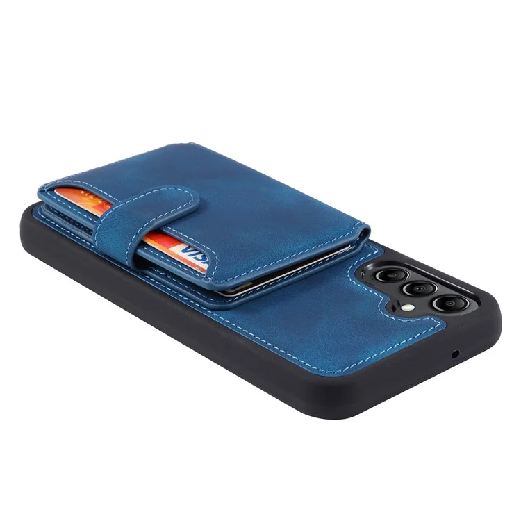 Für Samsung Galaxy A56 5G Hülle Brieftasche Kartenfach TPU + PU Leder Rückseite Handy-Cover - Navy Blau