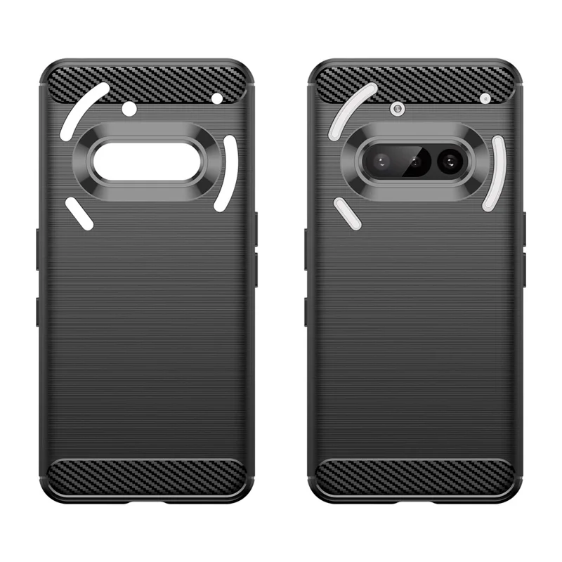 For Nothing Phone (3a) Case Protective Phone Cover Carbon Fiber Texture Brushed - Black