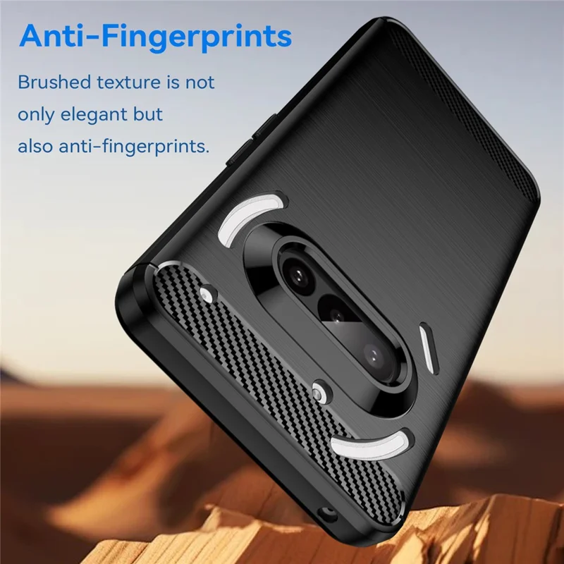 For Nothing Phone (3a) Case Protective Phone Cover Carbon Fiber Texture Brushed - Black