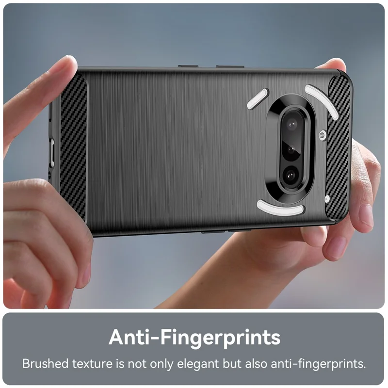 For Nothing Phone (3a) Case Protective Phone Cover Carbon Fiber Texture Brushed - Black