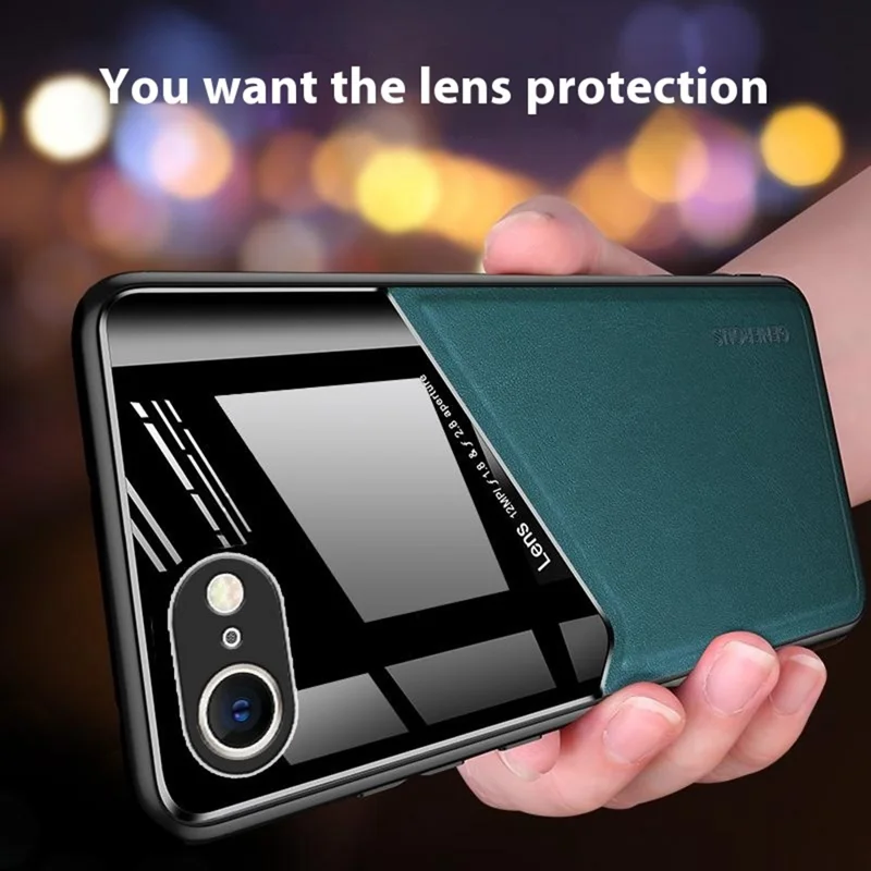 For iPhone 16e Case Leather Coated PC+TPU Phone Back Cover - Orange