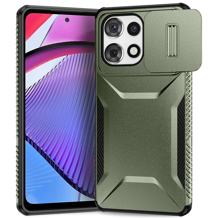 Pour Motorola Moto G Power (2025) / G Play (2025) 5G Étui Camshield TPU + PC Protection Téléphone Bords Antidérapants - Vert