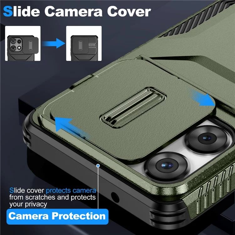 Pour Motorola Moto G Power (2025) / G Play (2025) 5G Étui Camshield TPU + PC Protection Téléphone Bords Antidérapants - Vert