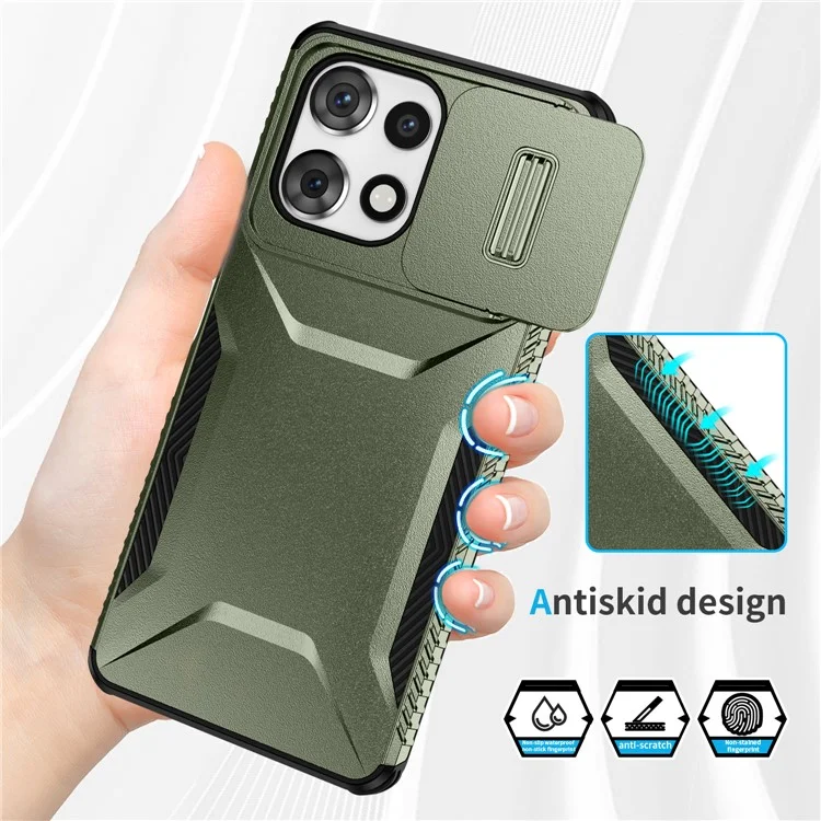 Pour Motorola Moto G Power (2025) / G Play (2025) 5G Étui Camshield TPU + PC Protection Téléphone Bords Antidérapants - Vert