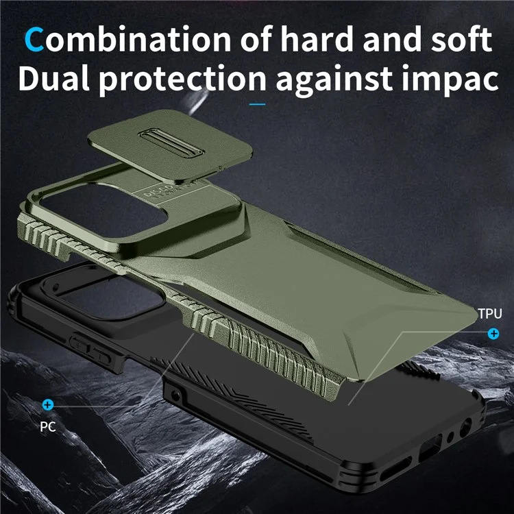 Pour Motorola Moto G Power (2025) / G Play (2025) 5G Étui Camshield TPU + PC Protection Téléphone Bords Antidérapants - Vert