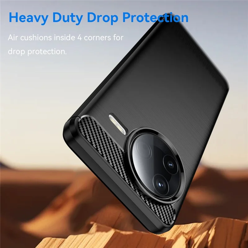 Per Xiaomi Poco F7 Pro Custodia Protettiva Cover Telefono Texture Fibra di Carbonio Spazzolata - Nero