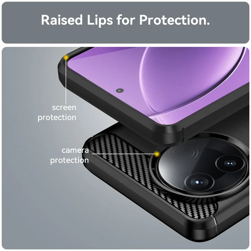 Per Xiaomi Poco F7 Pro Custodia Protettiva Cover Telefono Texture Fibra di Carbonio Spazzolata - Nero