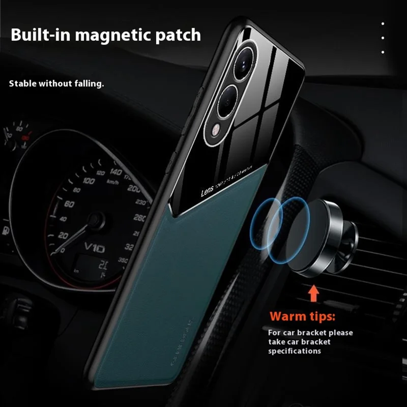 For Samsung Galaxy S25 Edge Case Leather Coated PC+TPU Phone Back Cover - Orange