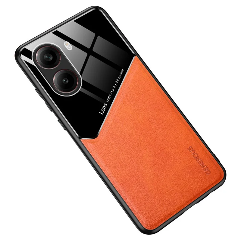 For Xiaomi Redmi Turbo 4 5G Case Leather Coated PC + TPU Phone Back Cover - Orange