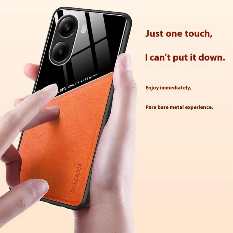 For Xiaomi Redmi Turbo 4 5G Case Leather Coated PC + TPU Phone Back Cover - Orange