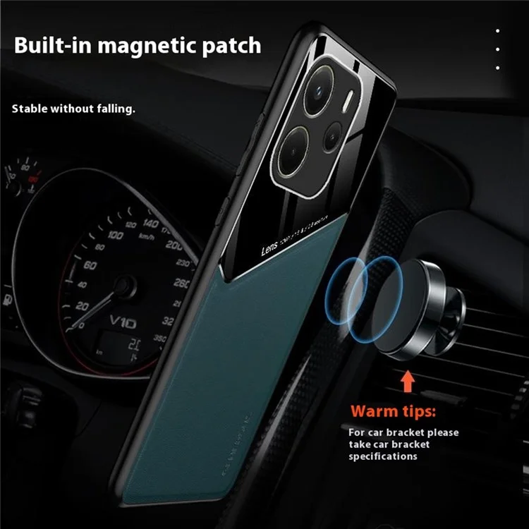 For Xiaomi Redmi Note 14 4G (163.25x76.55x8.16mm) Case Leather Coated PC + TPU Phone Back Cover - Orange