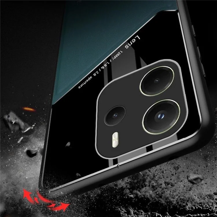 For Xiaomi Redmi Note 14 4G (163.25x76.55x8.16mm) Case Leather Coated PC + TPU Phone Back Cover - Orange