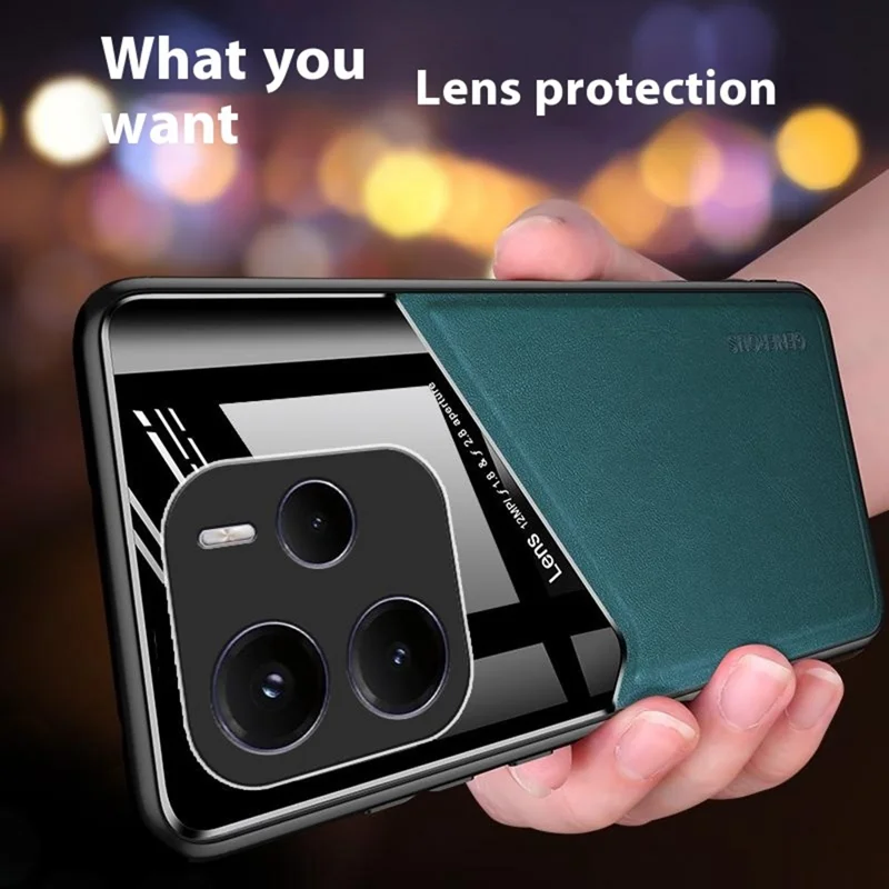 For Xiaomi Redmi Note 14 5G Case Leather Coated PC + TPU Phone Back Cover - Orange