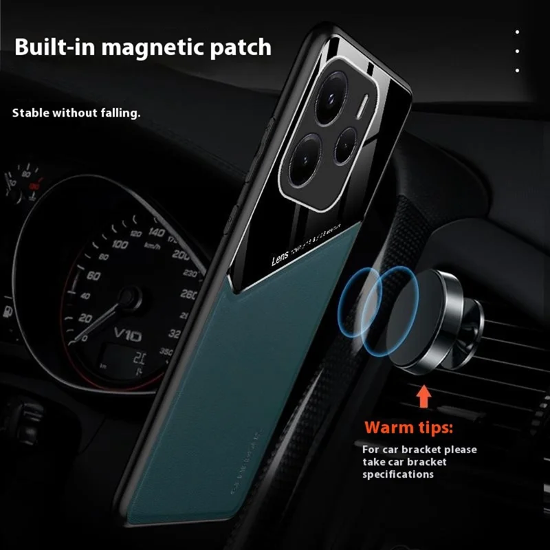 For Xiaomi Redmi Note 14 5G Case Leather Coated PC + TPU Phone Back Cover - Orange