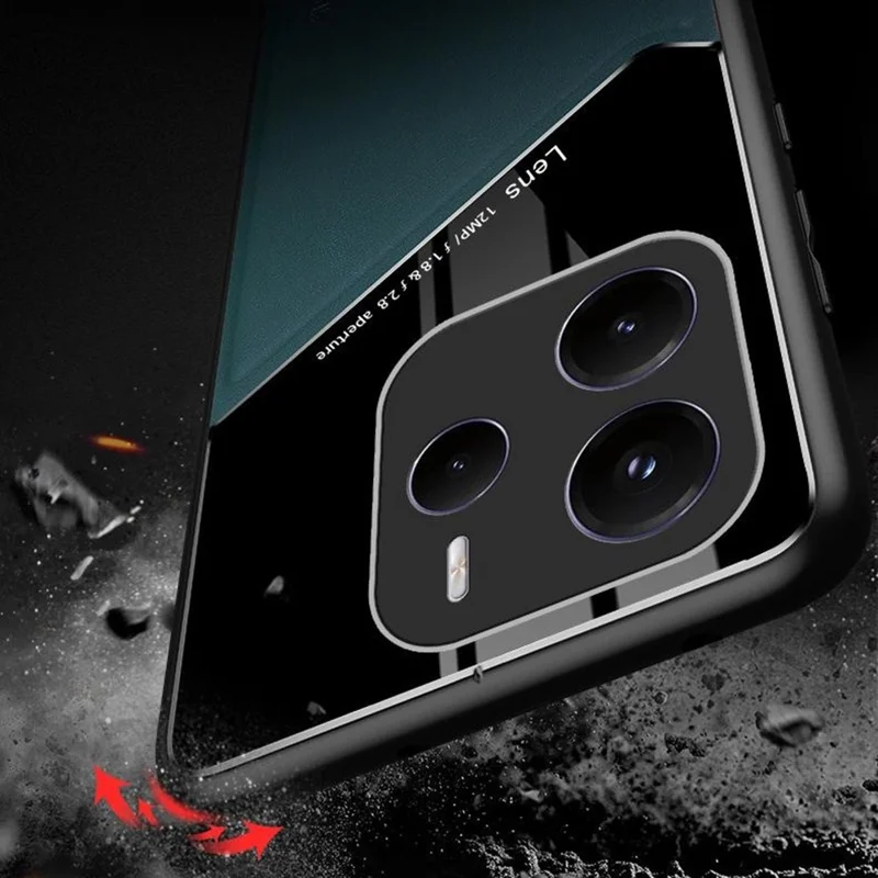 For Xiaomi Redmi Note 14 5G Case Leather Coated PC + TPU Phone Back Cover - Orange