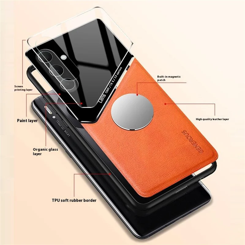 For Samsung Galaxy A56 5G Case Leather Coated PC + TPU Phone Back Cover - Black