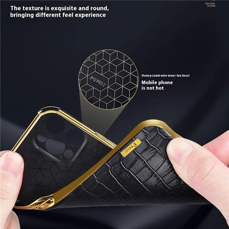For Xiaomi Redmi Turbo 4 5G Case TPU + PU Kickstand Phone Cover Crocodile Texture Electroplating - Black