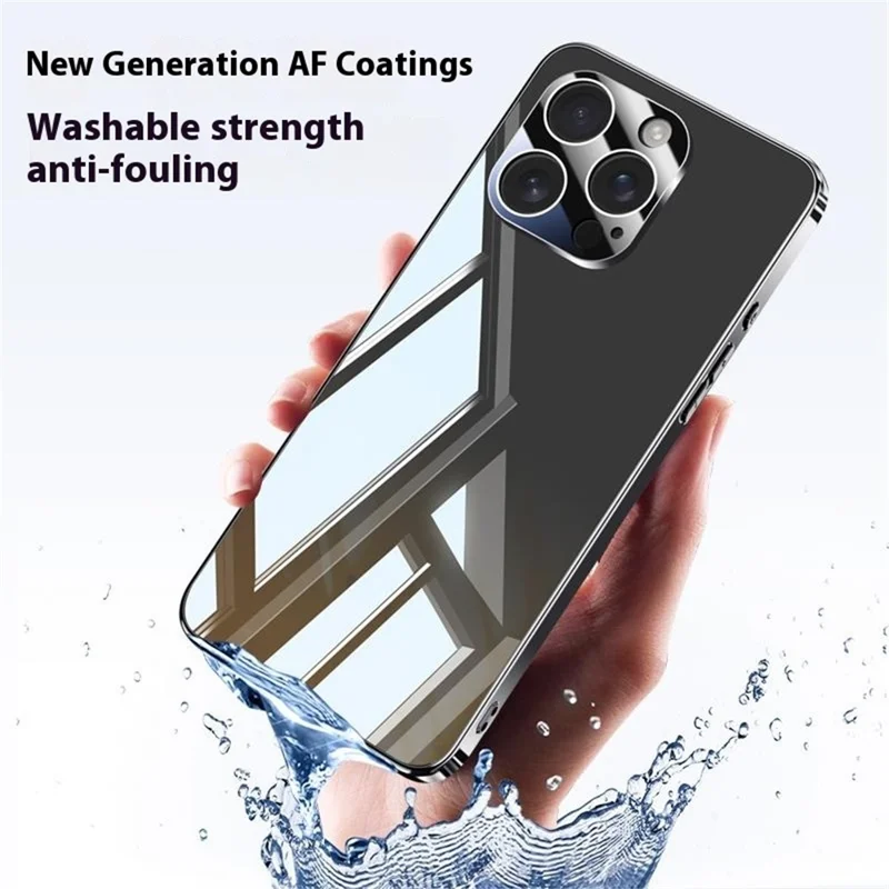 For iPhone 16 Pro Max Case Electroplating PC Phone Back Cover with Camera Lens Protector - Titanium