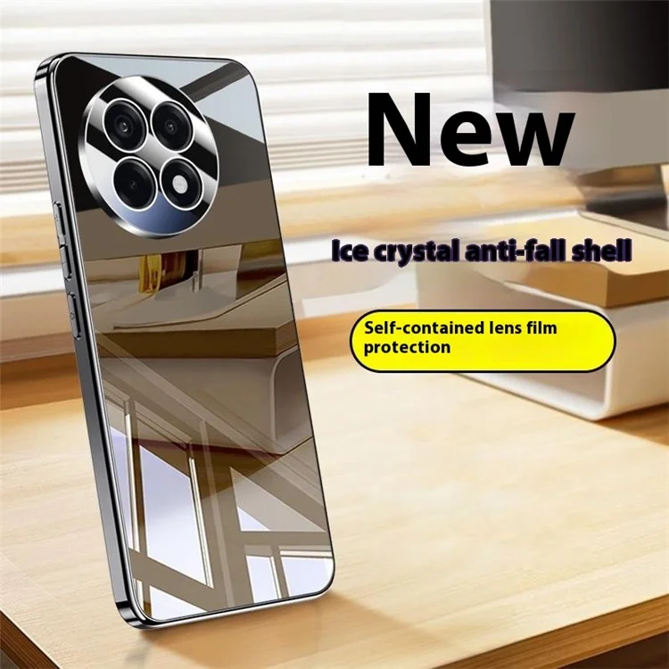 For OnePlus Ace 5 Pro 5G  /  Ace 5 5G Case Electroplating PC Phone Back Cover with Camera Lens Protector - Black