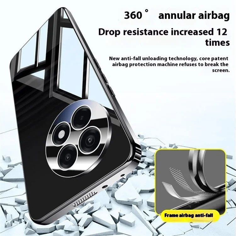 For OnePlus Ace 5 Pro 5G  /  Ace 5 5G Case Electroplating PC Phone Back Cover with Camera Lens Protector - Black