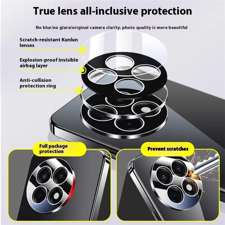 For OnePlus Ace 5 Pro 5G  /  Ace 5 5G Case Electroplating PC Phone Back Cover with Camera Lens Protector - Black