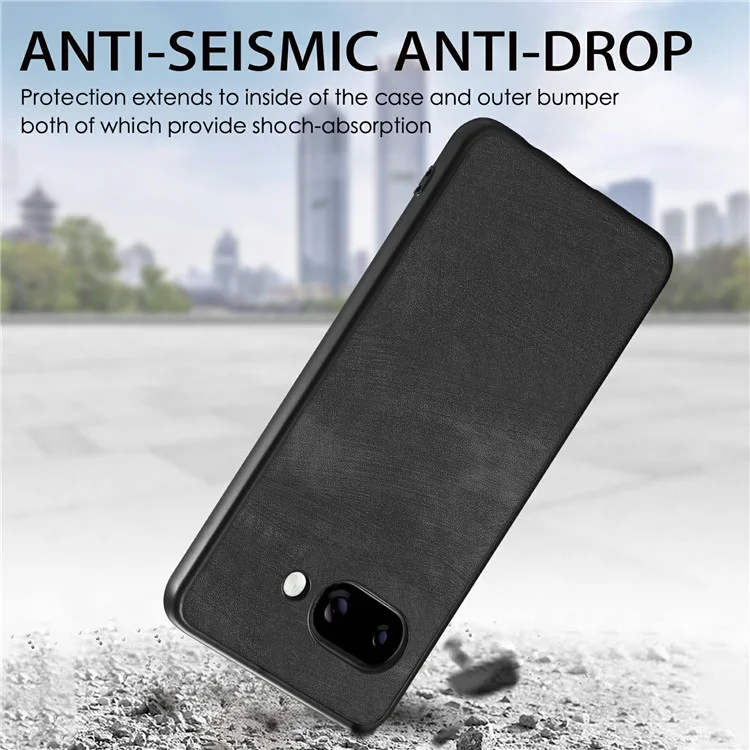 For Google Pixel 9a Case Shockproof Slim Retro Leather Phone Back Cover - Blue