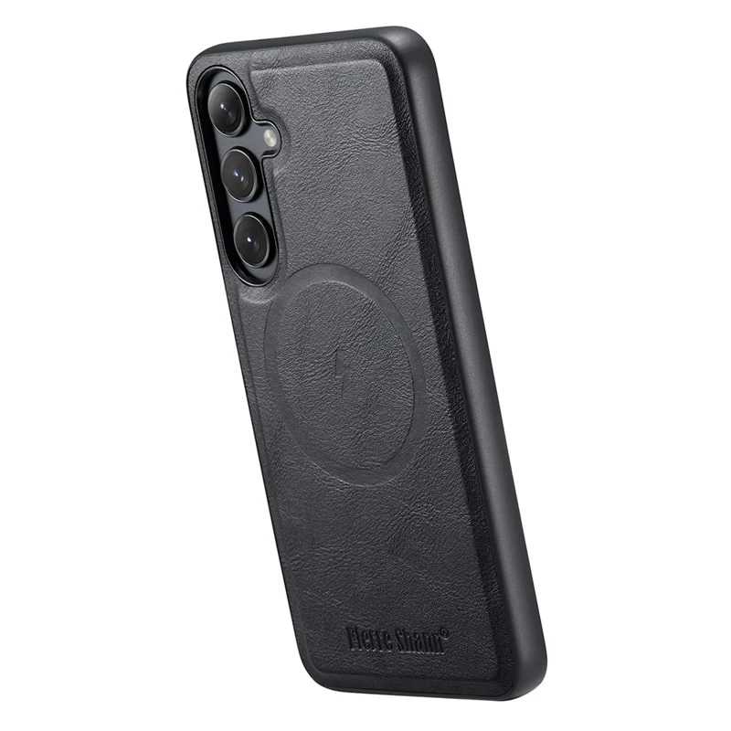 FIERRE SHANN 027 Étui Compatible avec MagSafe pour Samsung Galaxy S25 en Cuir + TPU - Noir