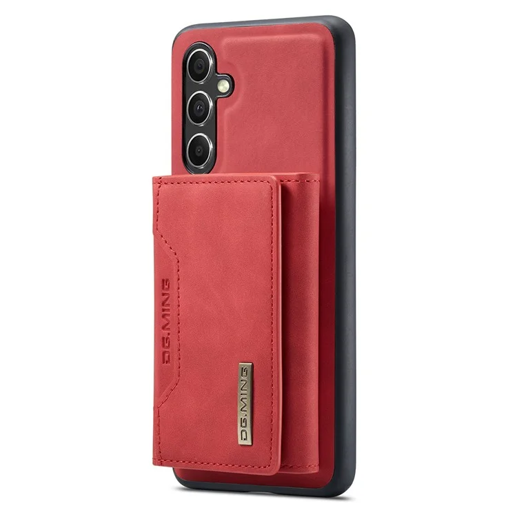 DG.MING M2 Serie für Samsung Galaxy A56 5G Hülle PU + PC + TPU Handyhülle Abnehmbares Portemonnaie - Rot