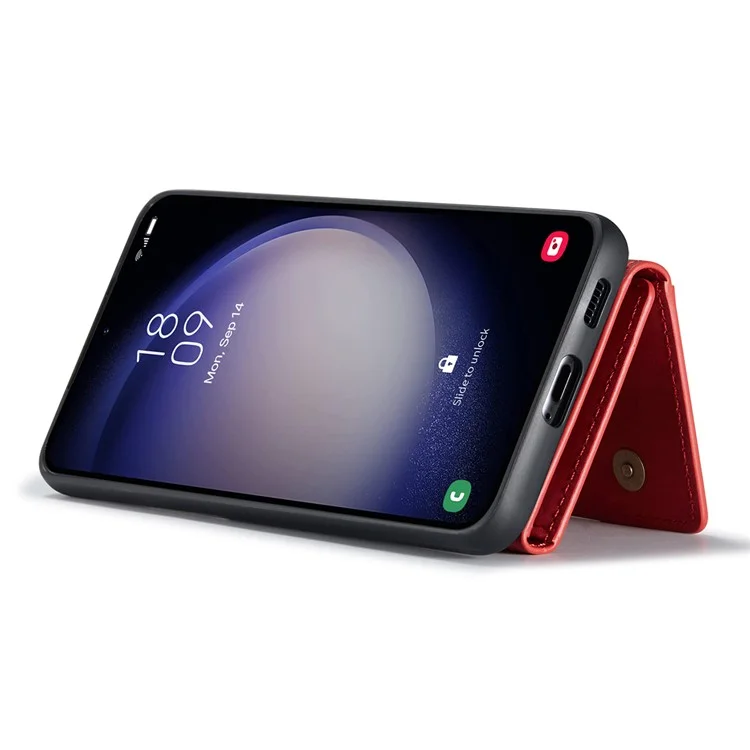 DG.MING M2 Serie für Samsung Galaxy A56 5G Hülle PU + PC + TPU Handyhülle Abnehmbares Portemonnaie - Rot