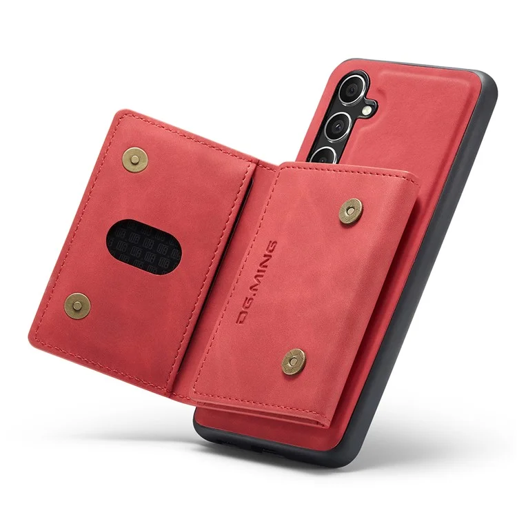 DG.MING M2 Serie für Samsung Galaxy A56 5G Hülle PU + PC + TPU Handyhülle Abnehmbares Portemonnaie - Rot