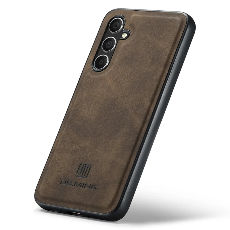 DG.MING For Samsung Galaxy A56 5G Case PU Leather Covered PC + TPU Hybrid Phone Shell - Coffee