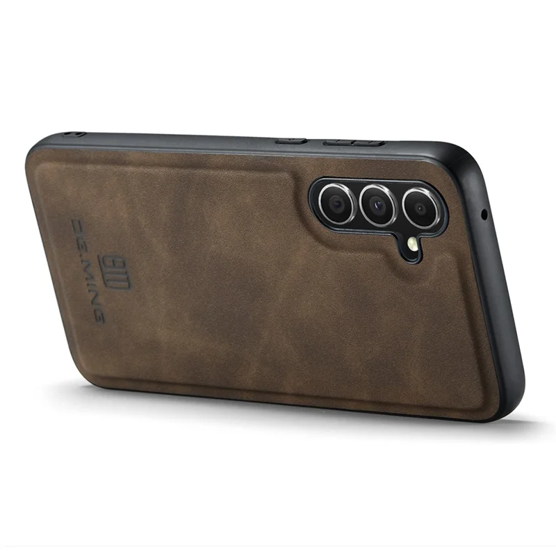 DG.MING For Samsung Galaxy A56 5G Case PU Leather Covered PC + TPU Hybrid Phone Shell - Coffee