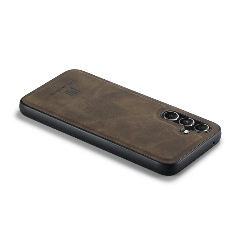 DG.MING For Samsung Galaxy A56 5G Case PU Leather Covered PC + TPU Hybrid Phone Shell - Coffee