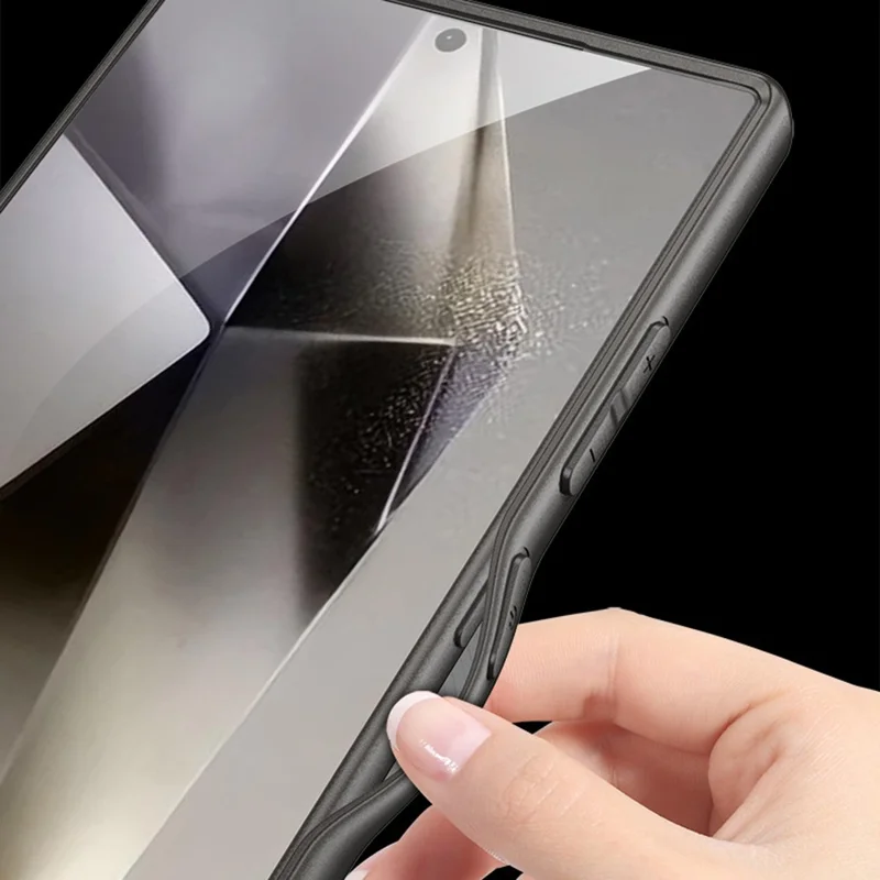 Für Samsung Galaxy S24 Ultra Hülle Stoßfest Matt Soft-Touch Metallic Lackierung PU-Leder + TPU Handyhülle - Dunkelviolett
