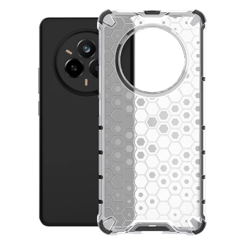 Voor Realme 14 Pro 5G hoesje PC + TPU telefoonhoesje Honingraatvorm - Grijs