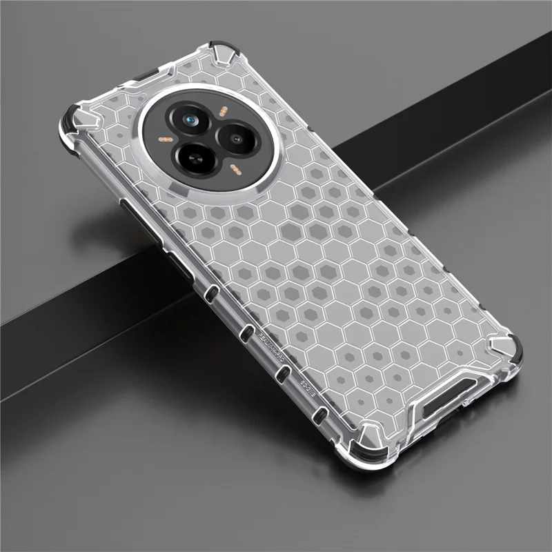 Voor Realme 14 Pro 5G hoesje PC + TPU telefoonhoesje Honingraatvorm - Grijs