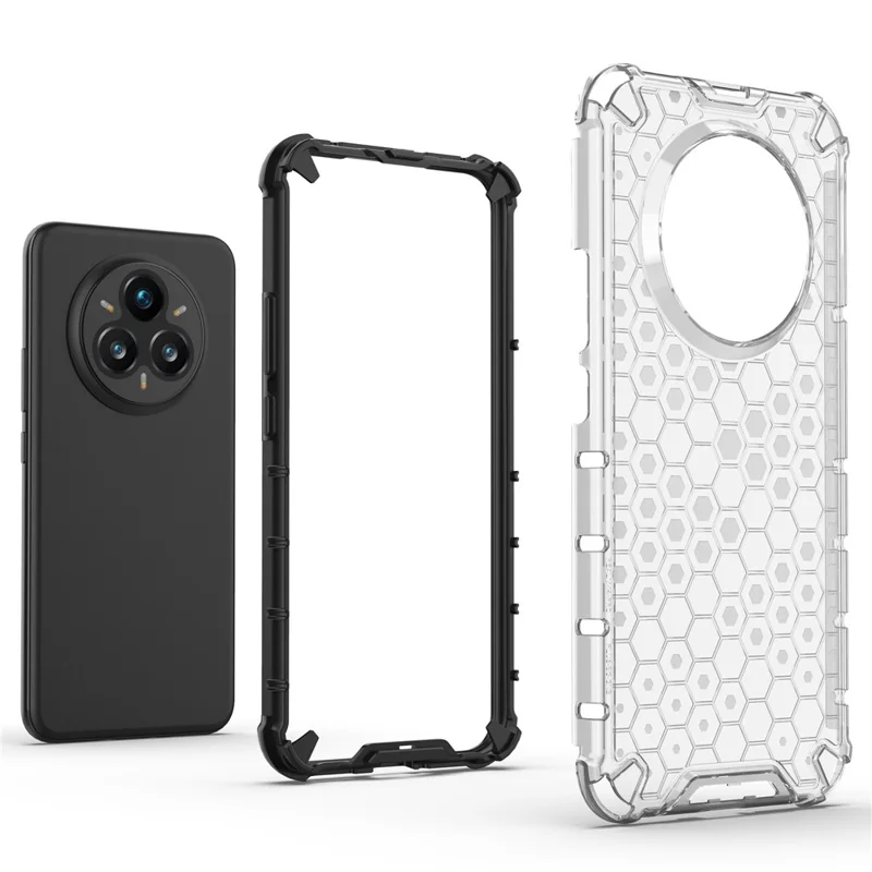 For Realme 14 Pro+ 5G Case PC + TPU Phone Cover Honeycomb Shape - Green