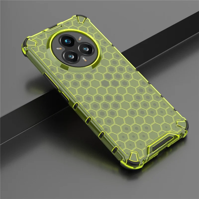 For Realme 14 Pro+ 5G Case PC + TPU Phone Cover Honeycomb Shape - Green