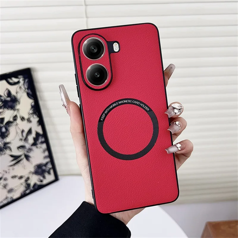 For Xiaomi Poco X7 Pro 5G Magnetic Case Anti-Drop PU Leather + TPU Cover - Red