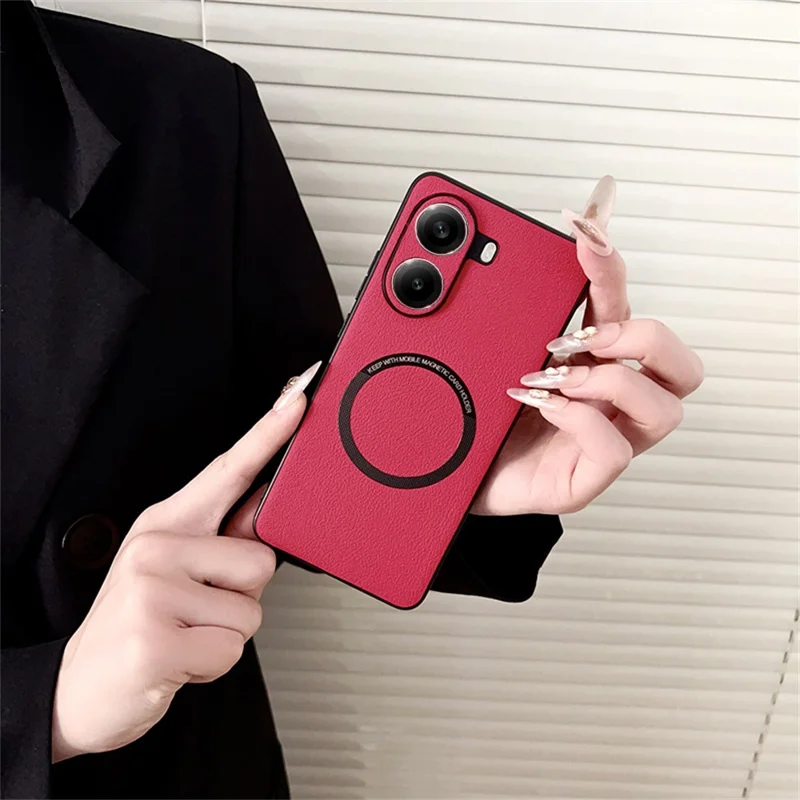For Xiaomi Poco X7 Pro 5G Magnetic Case Anti-Drop PU Leather + TPU Cover - Red
